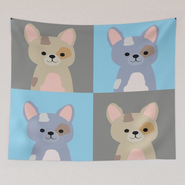 Item preview, Cute puppy dog flat portrait nursery pastel warm colors kawaii portrait checker pattern designed and sold by Novel-ty.