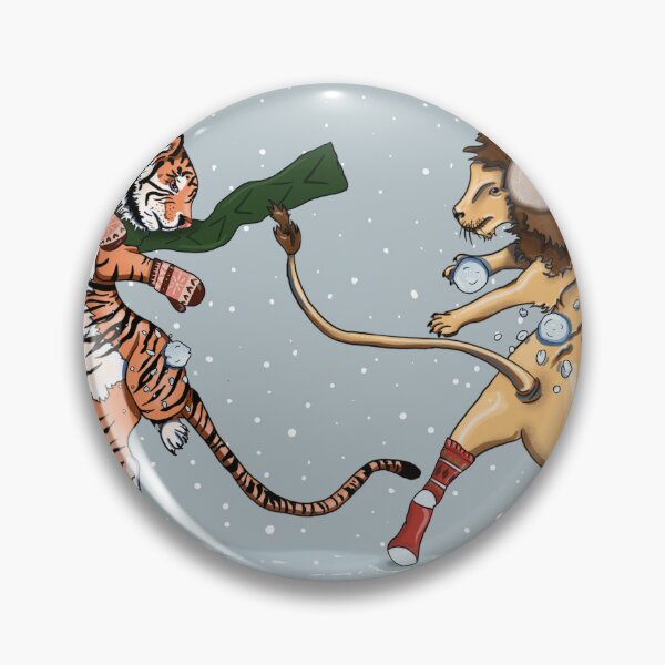 Item preview, Lion and tiger Snowball Fight  designed and sold by marleywrightart.