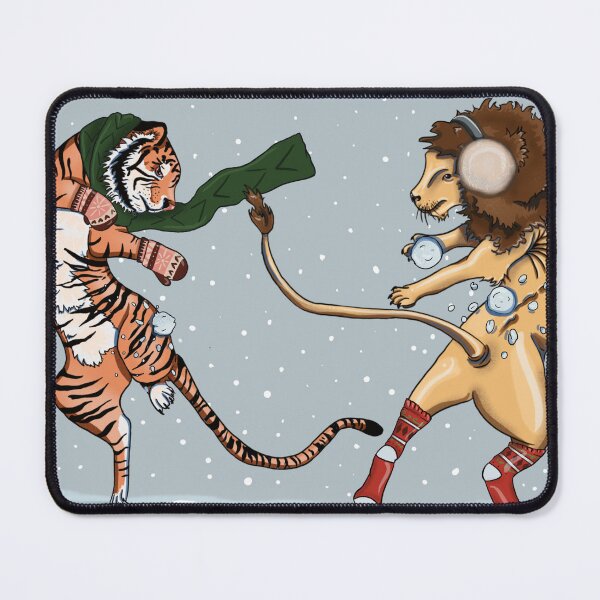 Item preview, Lion and tiger Snowball Fight  designed and sold by marleywrightart.