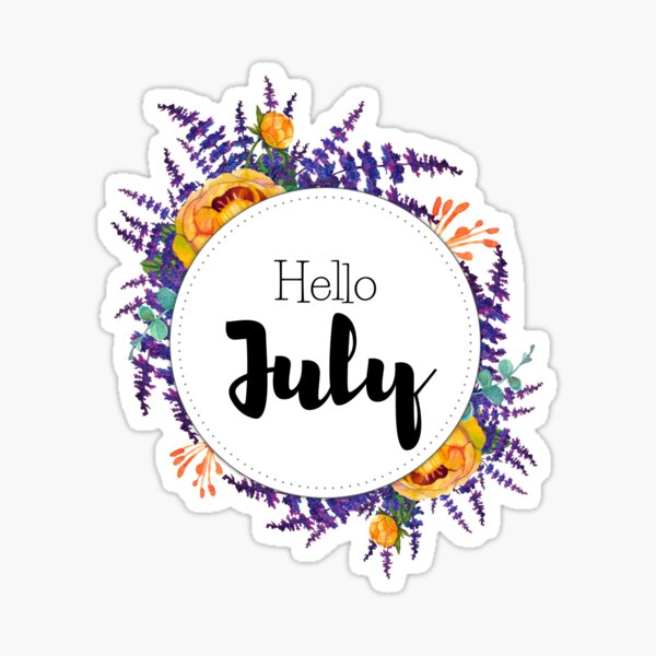 Hello July - monthly cover for planners, bullet journals Sticker