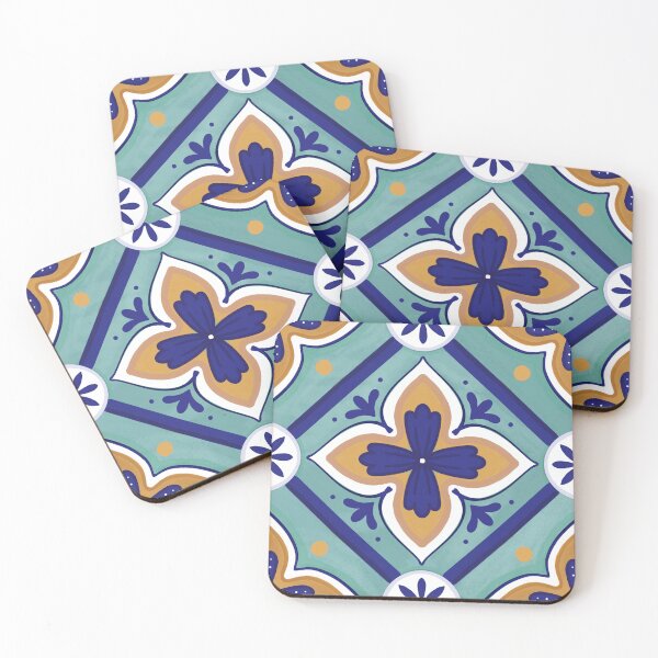 Item preview, Portuguese tiles geometric hand painted designed and sold by MartaCrokis.