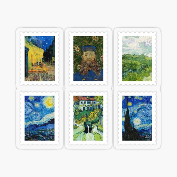 Item preview, vincent van gogh postal stamp sticker pack  designed and sold by artpoetry.