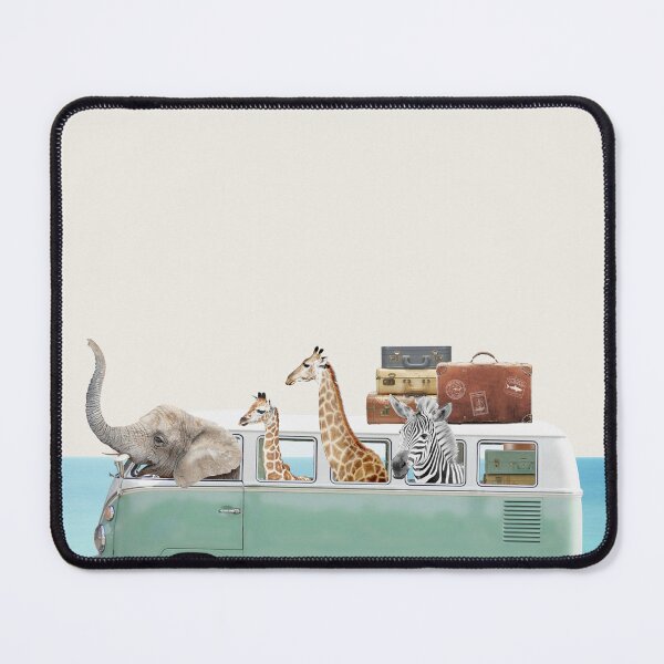 Item preview, Summer elephant, zebra, giraffe adventures Blue retro car designed and sold by juliaemelian.