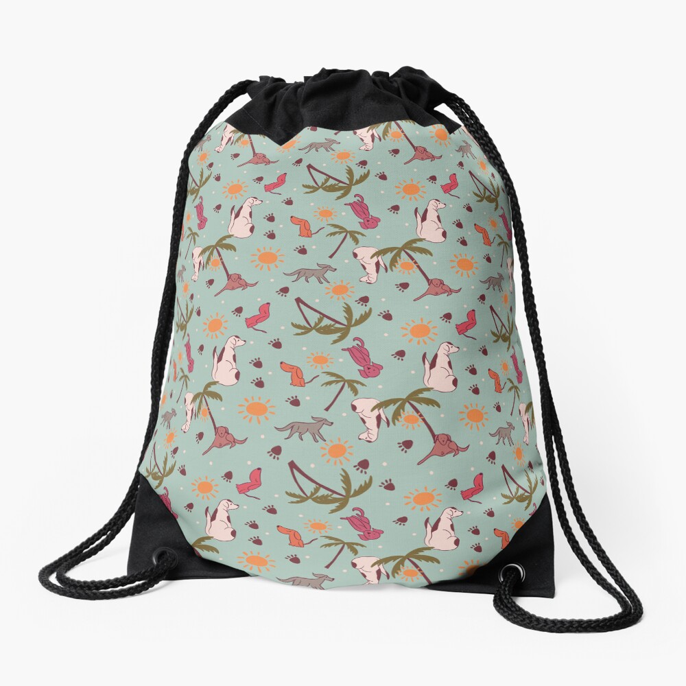 Beach Puppies - Green Drawstring Bag
