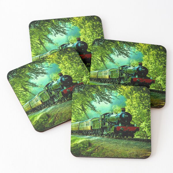 Item preview, Steam Engine in the Green Forest,  Steam Train Railroad Engine designed and sold by TheTrainRoom.