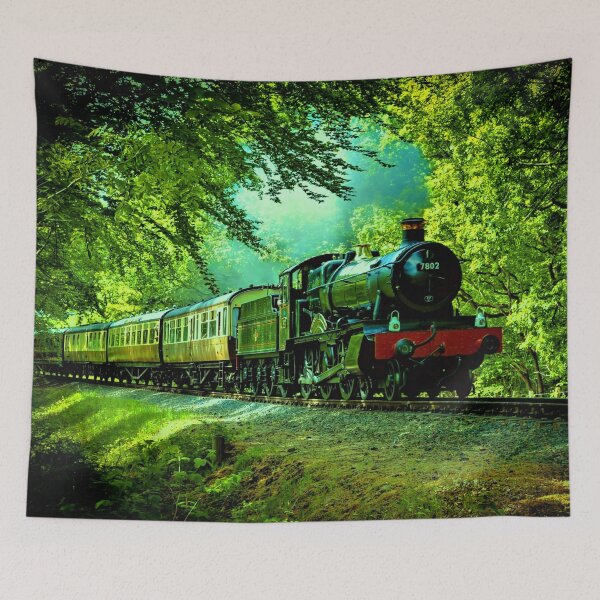 Item preview, Steam Engine in the Green Forest,  Steam Train Railroad Engine designed and sold by TheTrainRoom.
