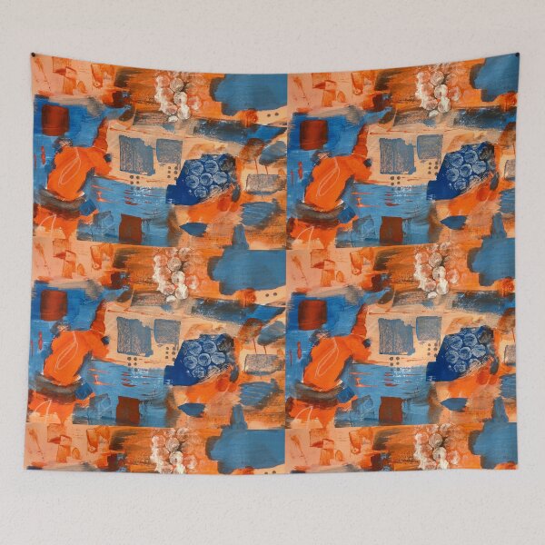 Item preview, Abstract Orange and Blue #2 designed and sold by villageschool.
