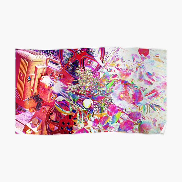 film projector and flowers colorful 3d scene Poster