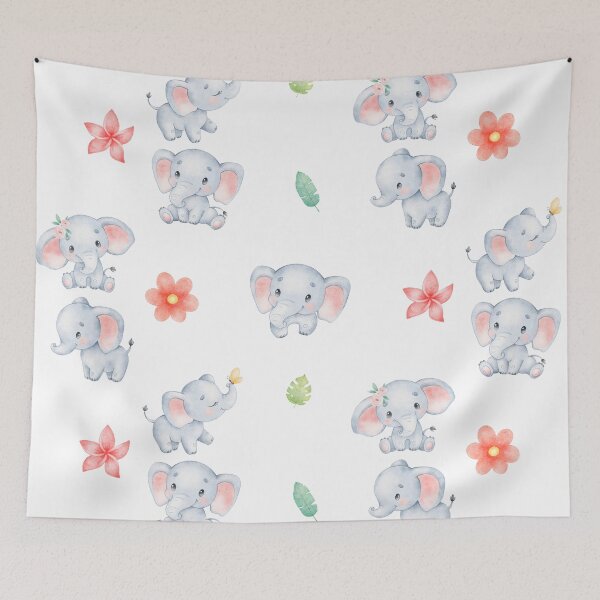 Item preview, Cute Cartoon Baby Elephant with Flowers designed and sold by silviaol.
