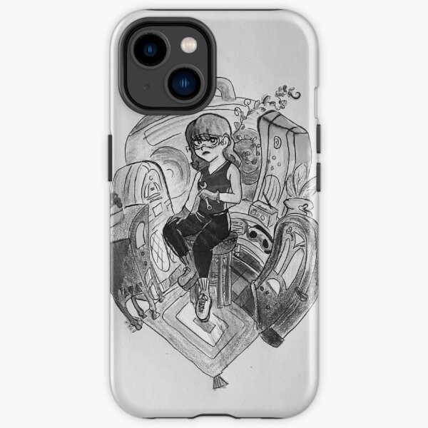 Radio Girl Illustration Black and White iPhone Tough Case