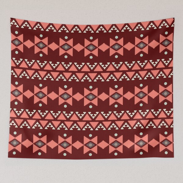 Item preview, Geometric Triangles Compilation in Rose Gold and Dark Red - Multicolor Boho Motif designed and sold by Yeldiz.