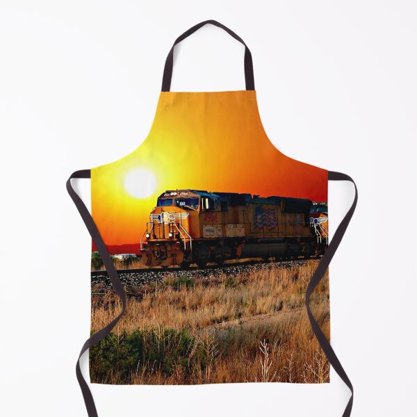 Item preview, Yellow Diesel Locomotive Train at Sunset Railroad Railway designed and sold by TheTrainRoom.