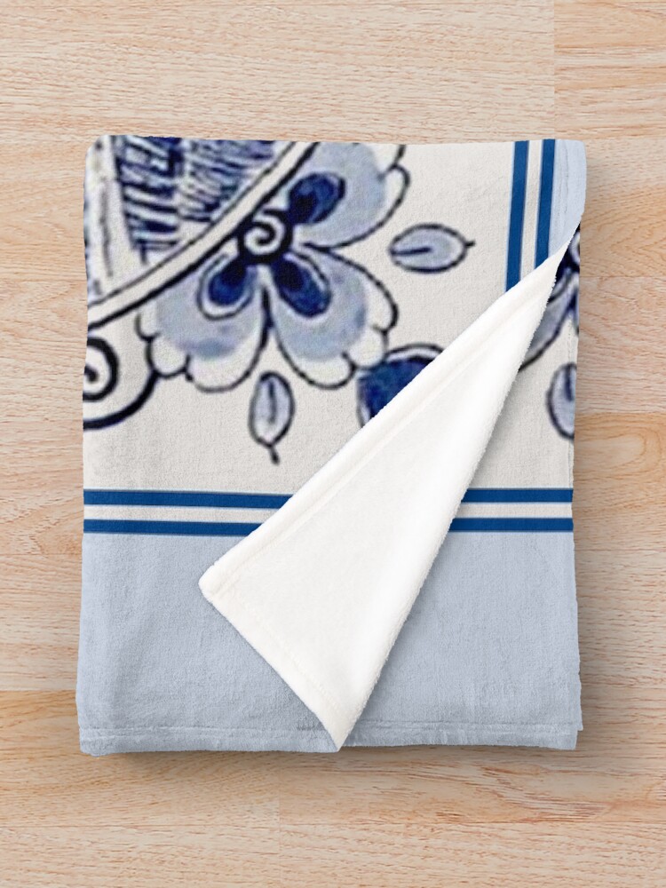 Alternate view of DUTCH BLUE DELFT: Vintage Windmill Print Throw Blanket