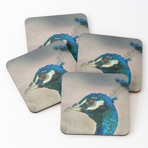 Item preview, Peacock head against brush stroke textured background designed and sold by Images by Chris de Blank.