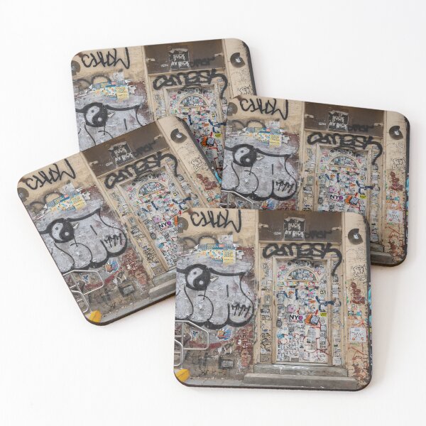 Item preview, Graffiti and Stickers at the Bedford Subway Entrance designed and sold by ZEDimages.
