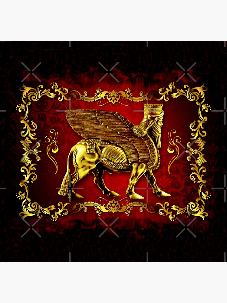 Thumbnail 3 of 3, Sticker, Assyrian LAMASSU ( WInged Bull) designed and sold by doniainart.