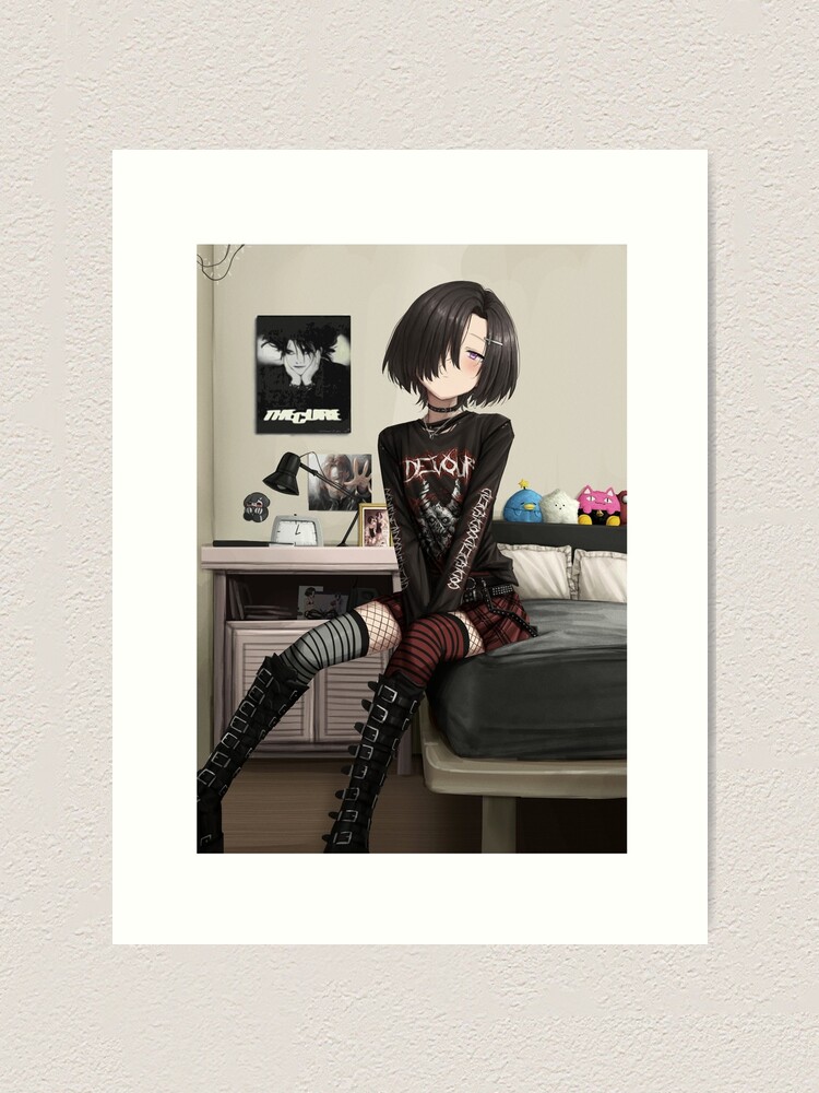 𝐀𝐍𝐈𝐌𝐄 𝐈𝐂𝐎𝐍  Gothic anime girl, Anime monochrome, Emo