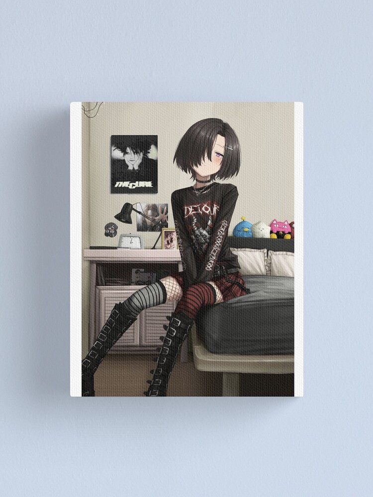 Dark Anime Girl Wall Art Anime Aesthetic Print Gothic Emo 