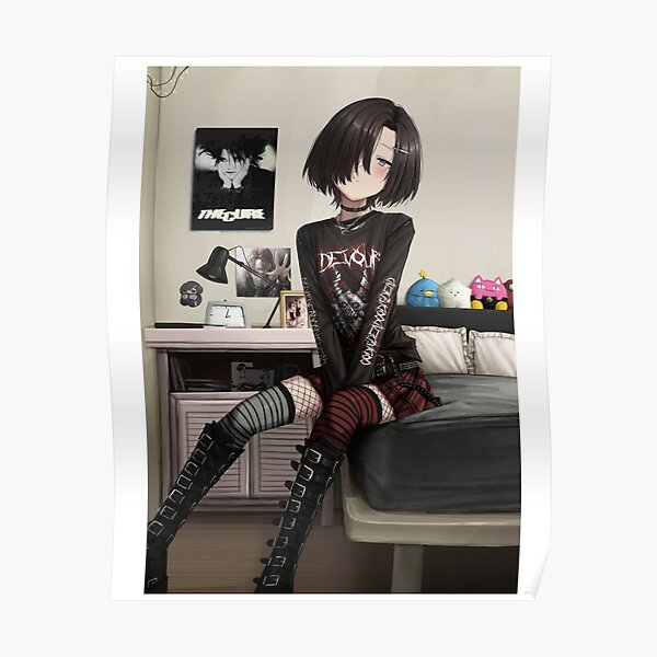 "Goth Anime Girl In Bedroom" Poster for Sale by CapyBoii | Redbubble