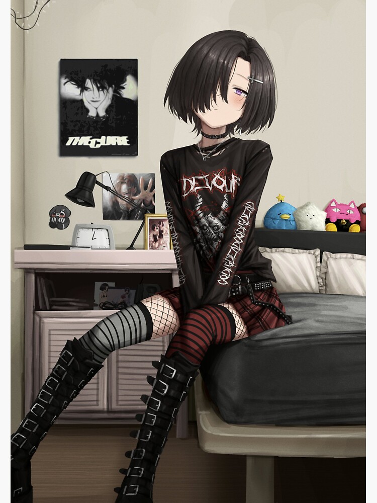 Anime, goth,Girl,school,Blade,black tattoo,pink hair... | OpenArt