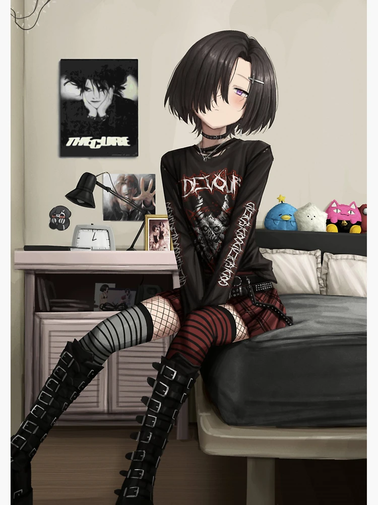 𝐀𝐍𝐈𝐌𝐄 𝐈𝐂𝐎𝐍  Gothic anime girl, Anime monochrome, Emo