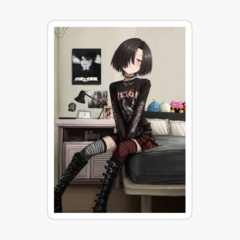Goth Anime Girl In Bedroom\
