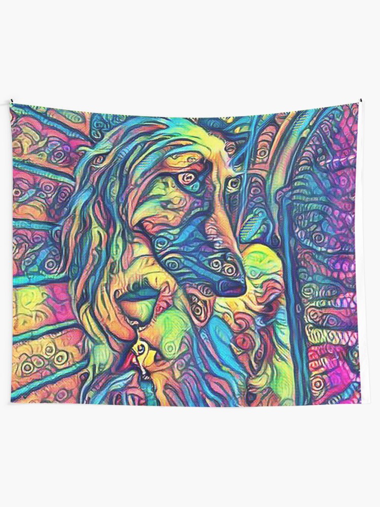 Alternate view of Afghan Hound at Cafe by Sonya LaFrance Tapestry