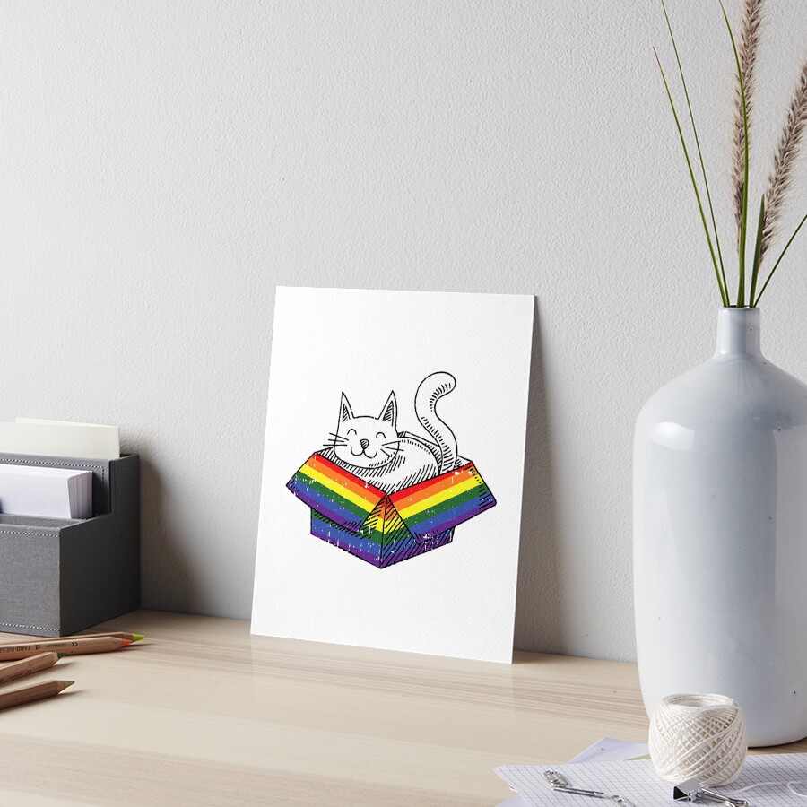 "Gay Cat Pride Rainbow Cute Kitten Kitty Proud LGBTQ Ally" Art Board ...