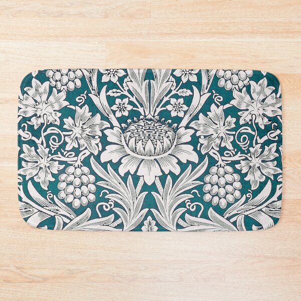 Item preview, Modern Teal Blue William Morris Exhibition Floral Leaves Pattern  designed and sold by Tamas Das.