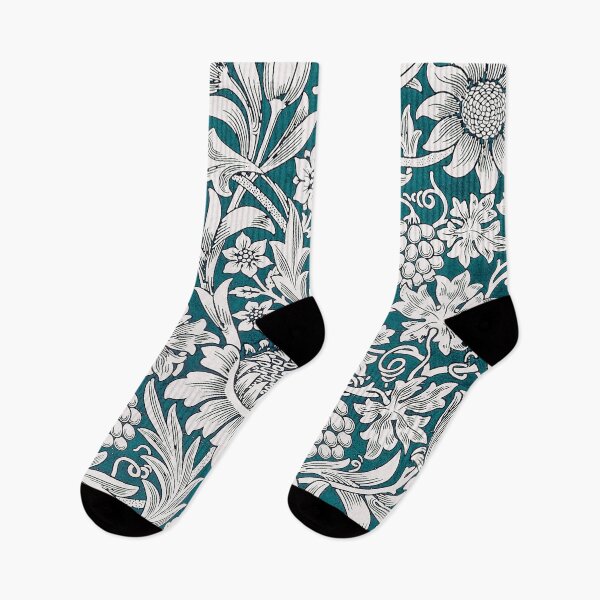Item preview, Modern Teal Blue William Morris Exhibition Floral Leaves Pattern  designed and sold by Tamas Das.