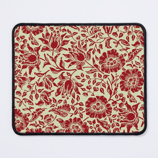 Item preview, Modern Teal Red and Cream William Morris Exhibition Floral Leaves Pattern designed and sold by Tamas Das.