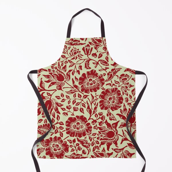Item preview, Modern Teal Red and Cream William Morris  Exhibition Floral Leaves Pattern  designed and sold by Tamas Das.