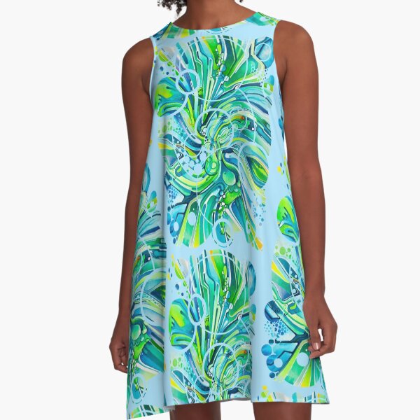 Dynamic Ever-Present Pull - Watercolor Painting A-Line Dress