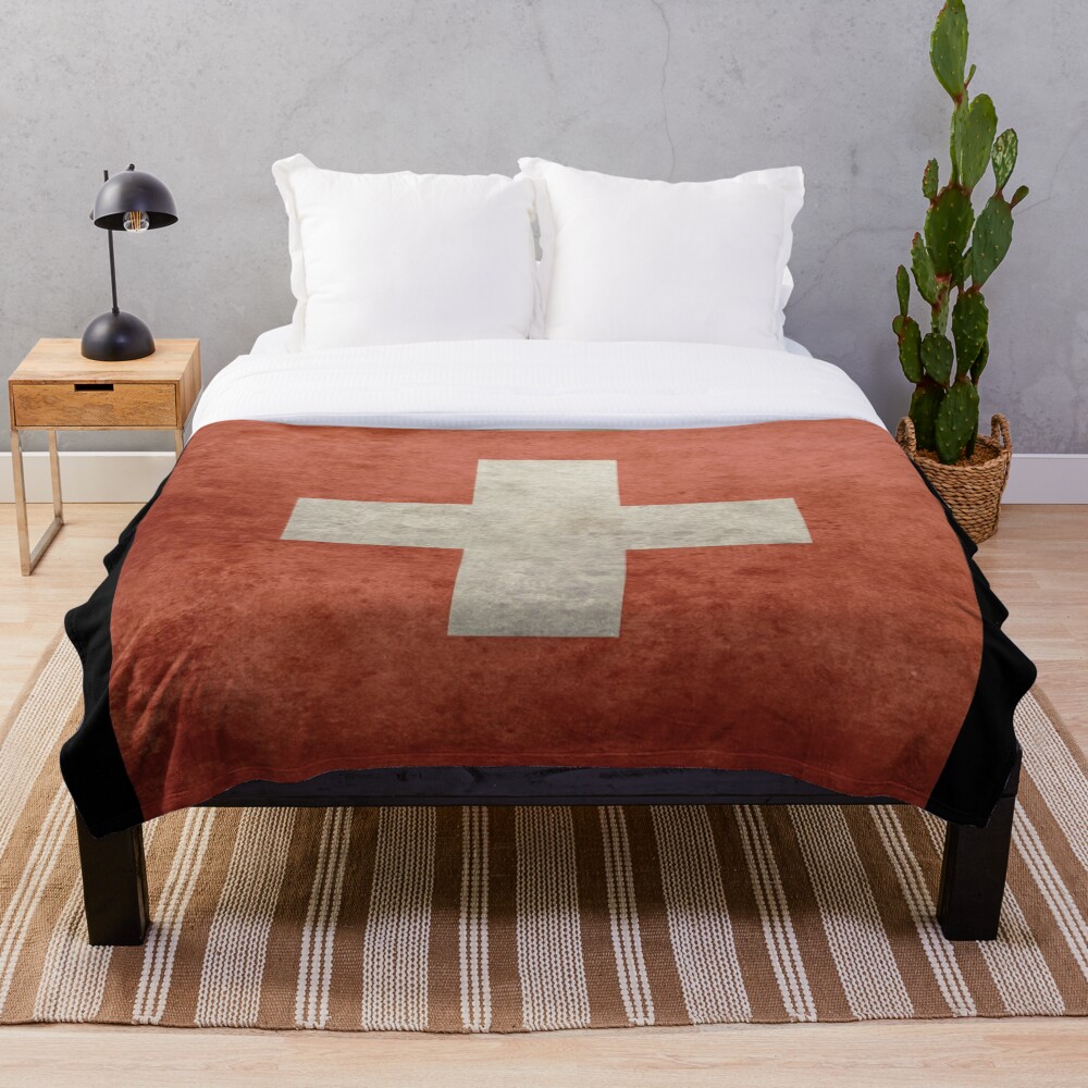Grunge Swiss Flag Throw Blanket