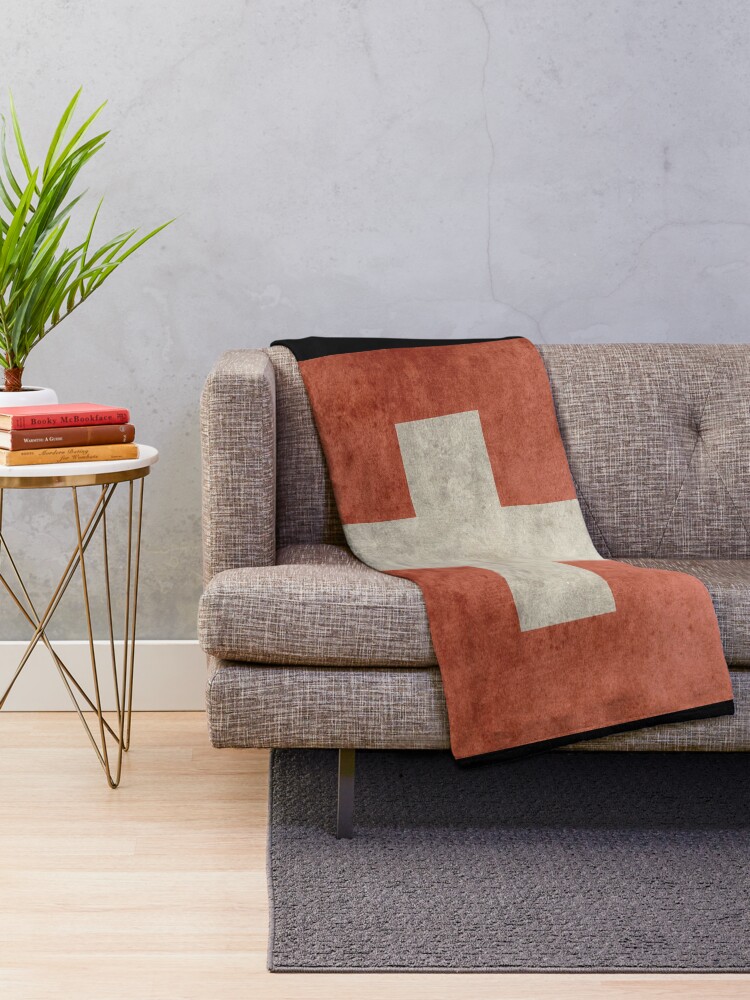 Alternate view of Grunge Swiss Flag Throw Blanket