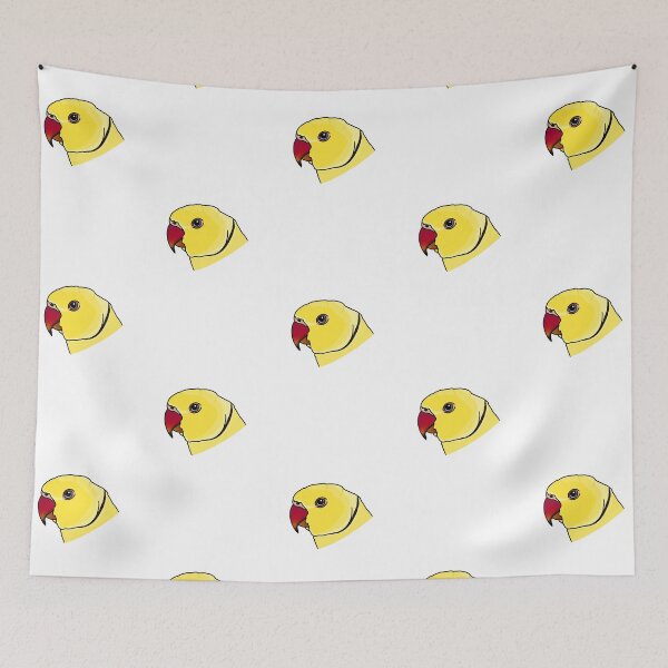 Item preview, yellow indian ringneck rose ringed parakeet parrot portrait designed and sold by Kelsea Taylor.