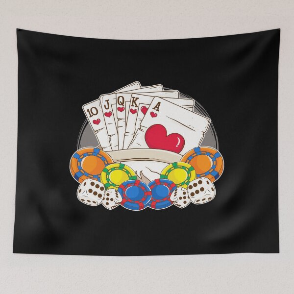 Item preview, Royal Flush Casino Poker Player French Cards Chips Cubes Lucky Gambler Poster designed and sold by dalinloomerp.