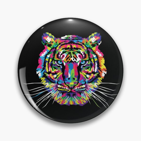 Item preview, Beautiful Art Multicolor Tiger Head On Black Background designed and sold by CreativeCranium.