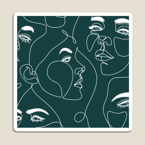 Item preview, Arte de línea de mujer verde designed and sold by noiramcreates.