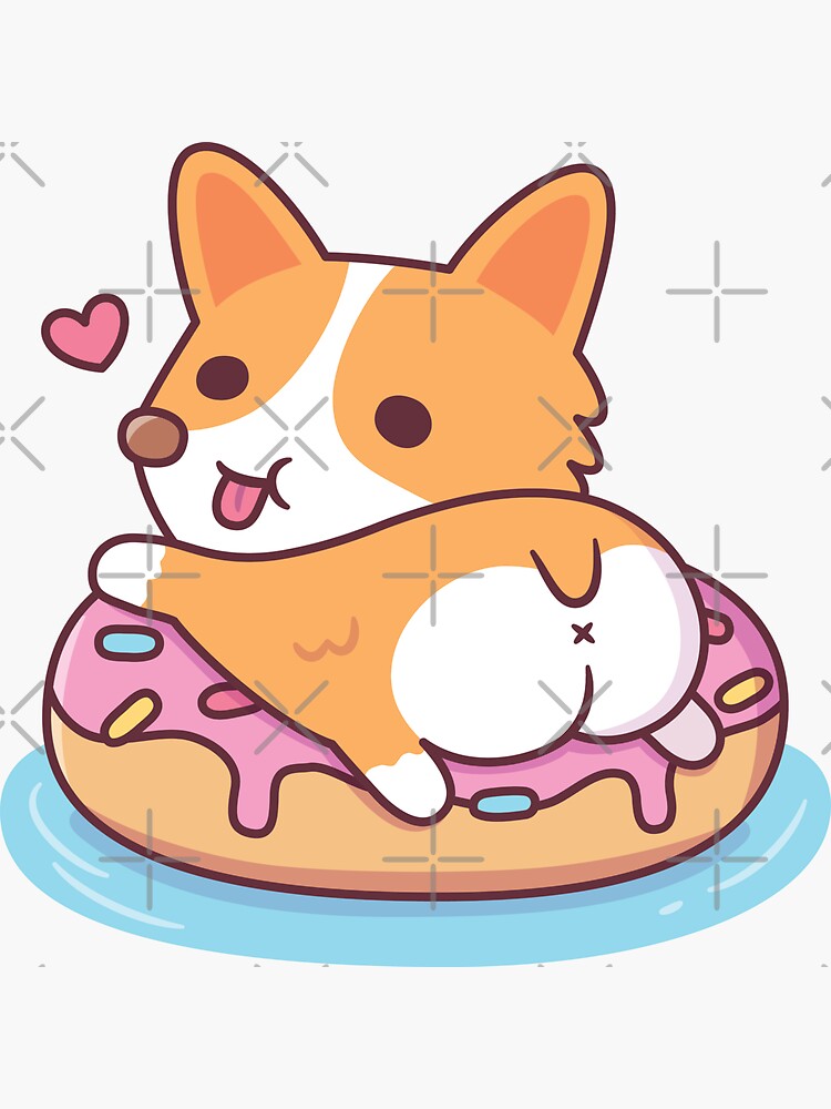 Cute Stuck Corgie Dog Butt Doughnut Sticker – Popwink