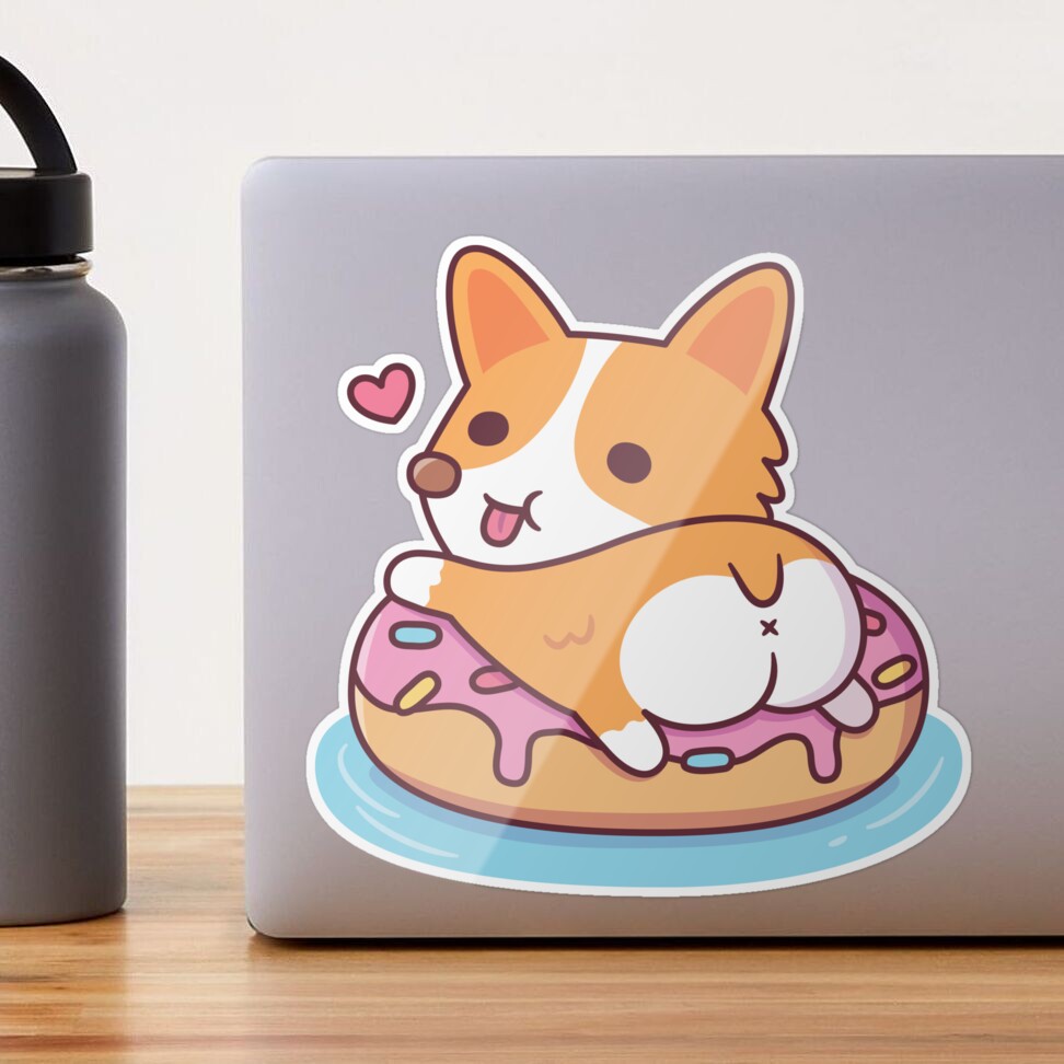 Cute Stuck Corgie Dog Butt Doughnut Sticker – Popwink