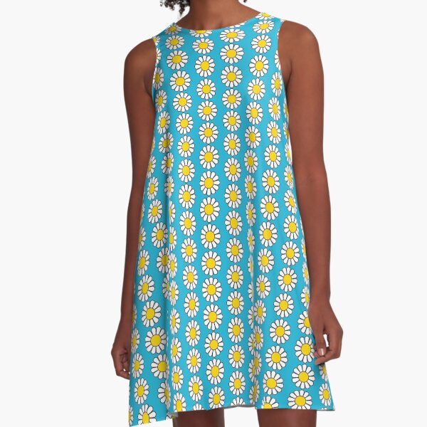 White Daisy Dress Skirt A-Line Dress