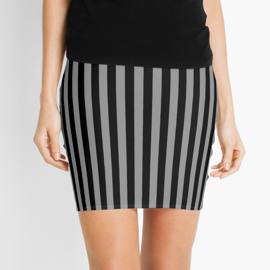 Gray and Black Striped Mini Skirt | Mini Skirt