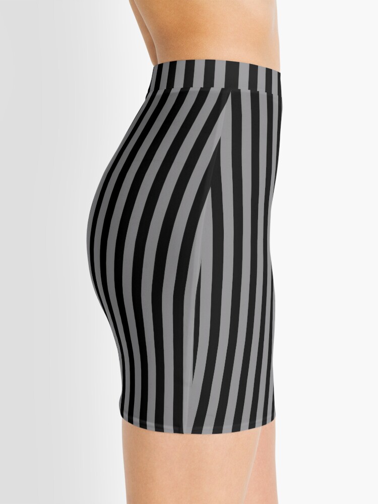 Gray and Black Striped Mini Skirt