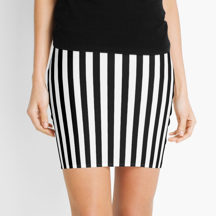 Slimming Black White Striped Mini Skirt Mini Skirt