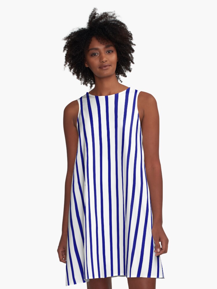Blue and White Striped Slimming Dress ...