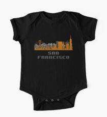 Gate Bridge San Francisco California Skyline Created With Lego Like Blocks One Piece - Short Sleeve