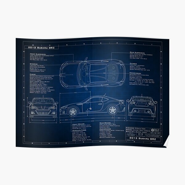 Subaru BRZ Blueprint Poster