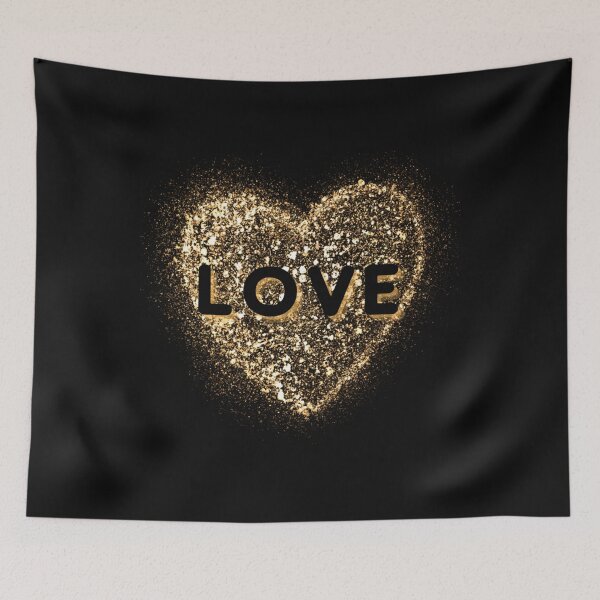 Item preview, Mot damour sur le coeur damour de paillettes dor - Love Design designed and sold by BhairaviModi.