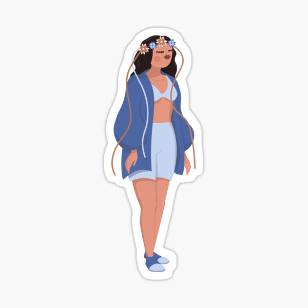 Ukrainian girl with a crown of flowers on her head Sticker